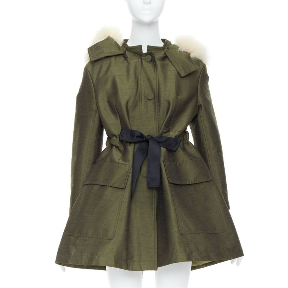 Dior Fur Hood Belted Anorak Coat